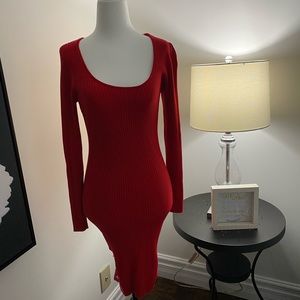 Beautiful Red Ribbed Dress by GUESS